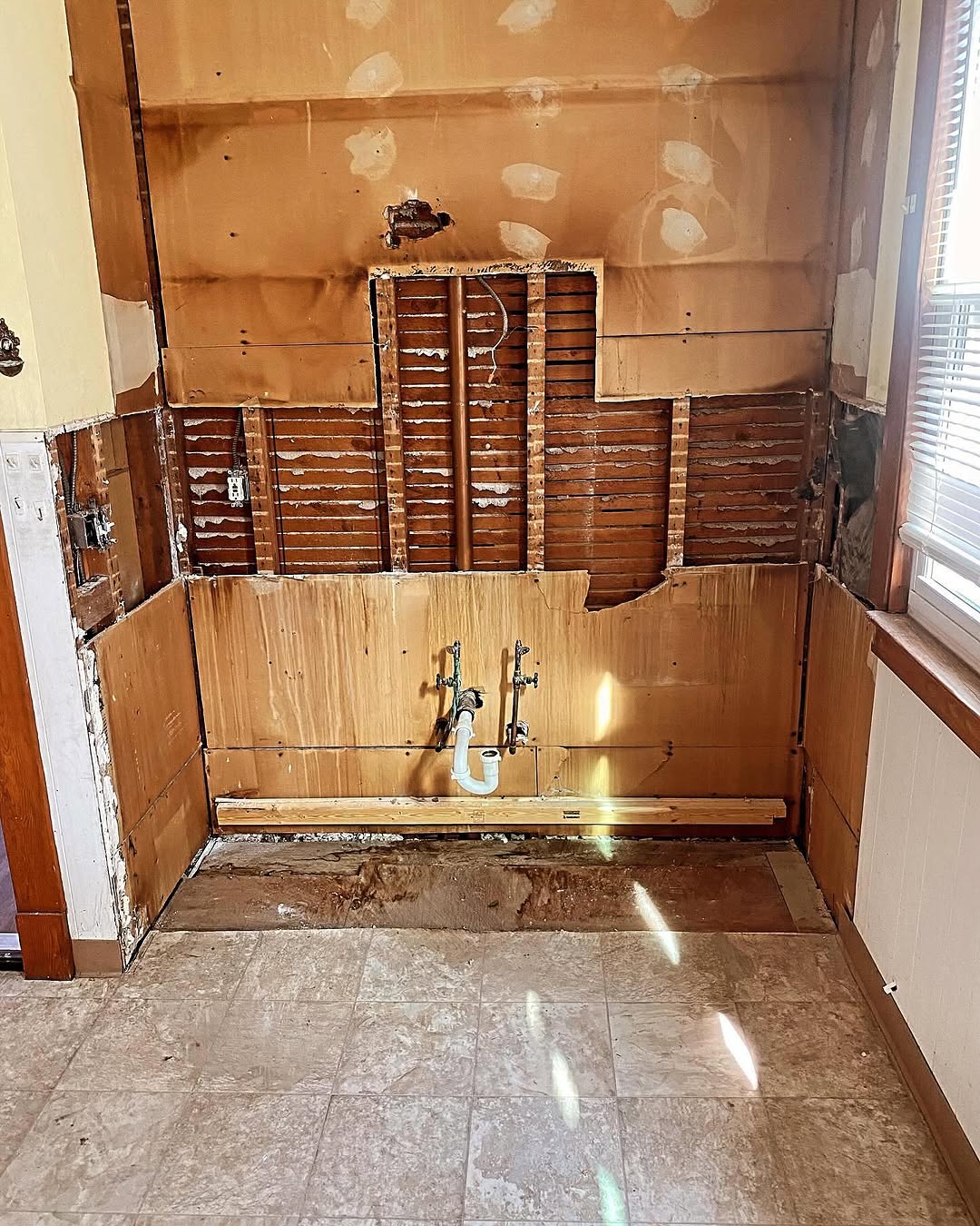 Demolition — walls stripped to studs