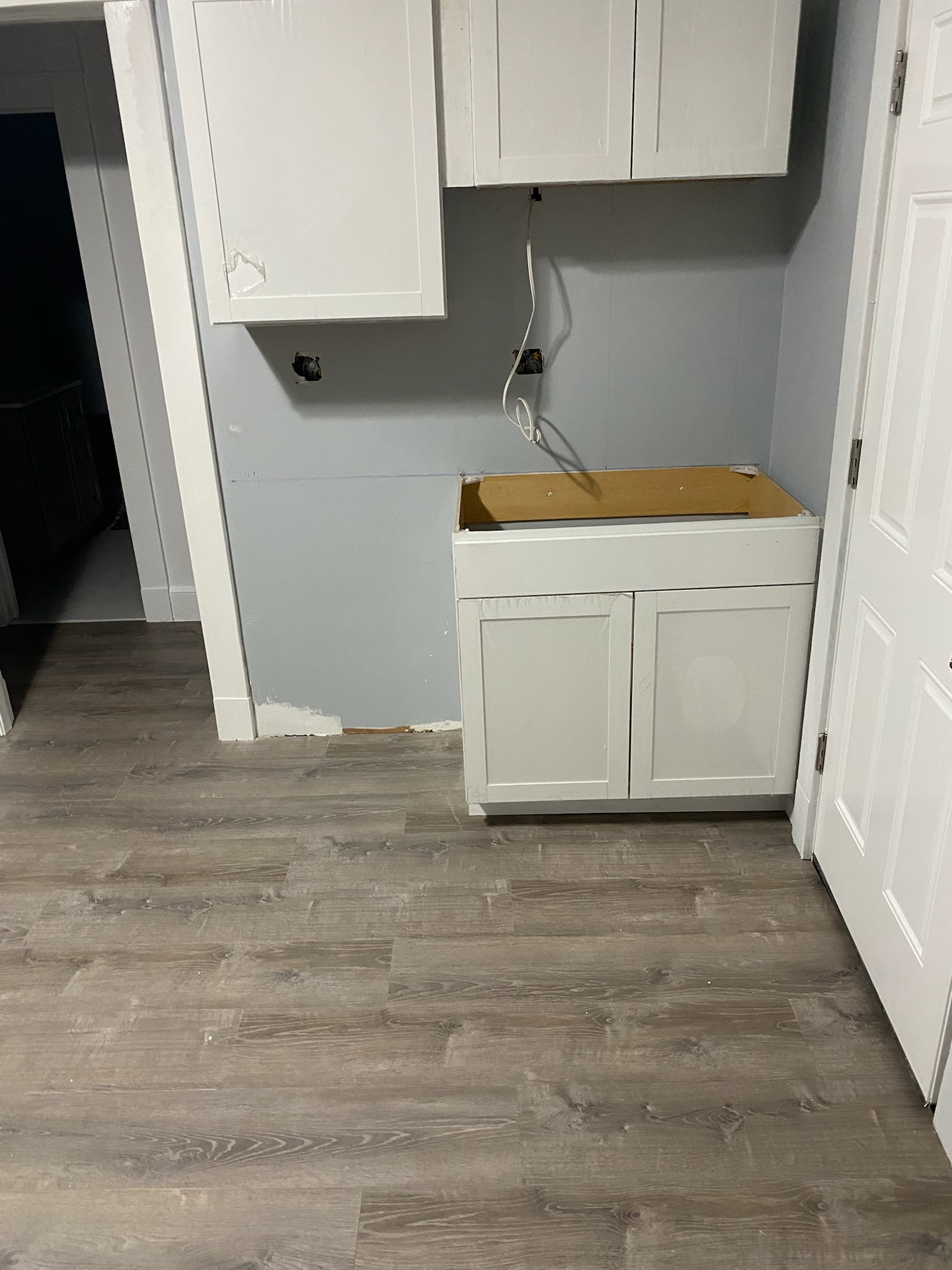 New cabinets installed, awaiting countertops